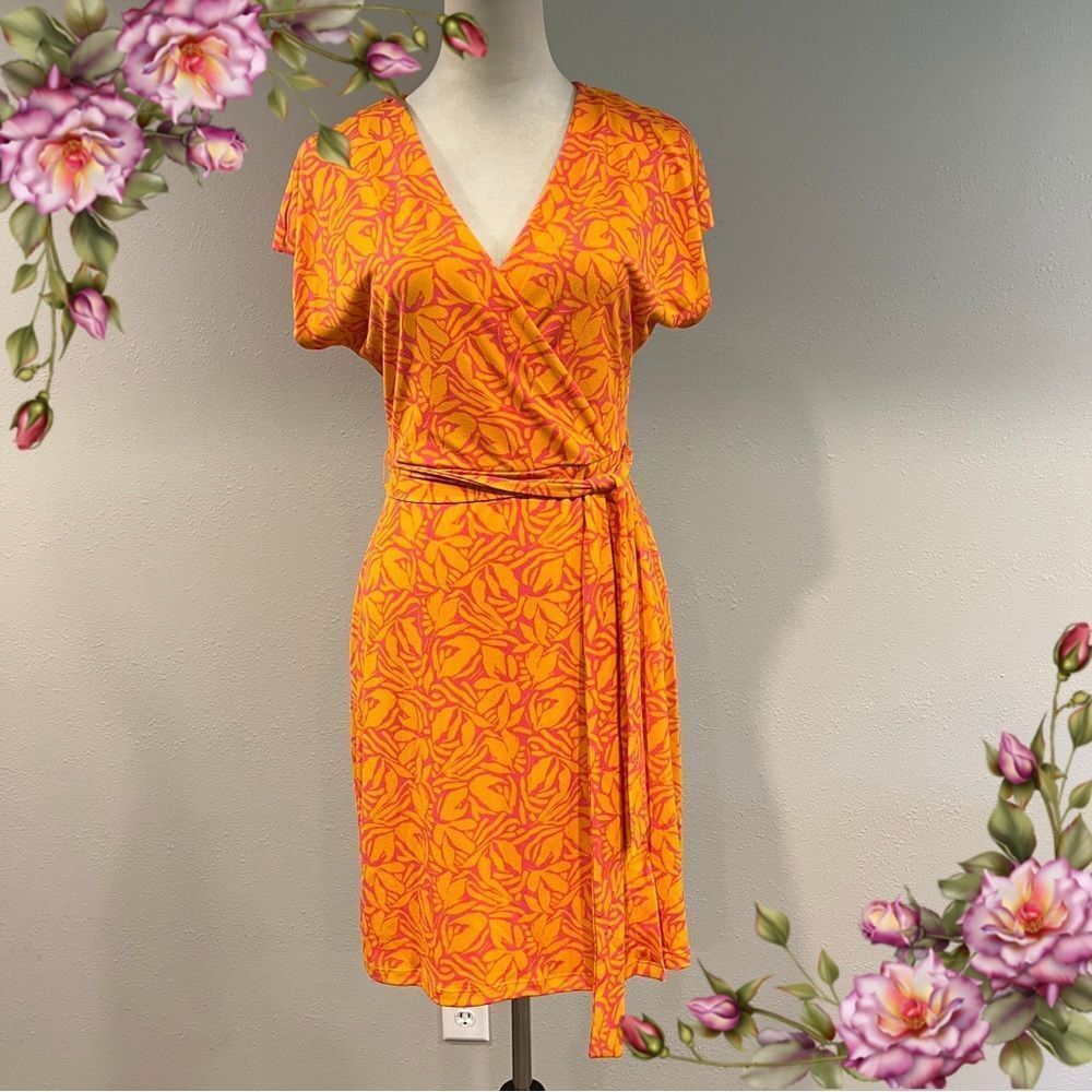 Nine‎ West fake wrap flutter sleeves mini Dress size small NWOT